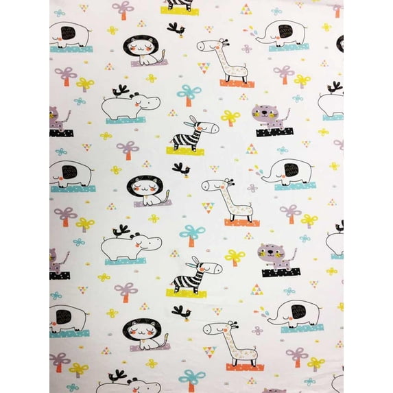 SheetWorld Fitted 100% Cotton Jersey Cradle Sheet 18 x 36, Safari Animals