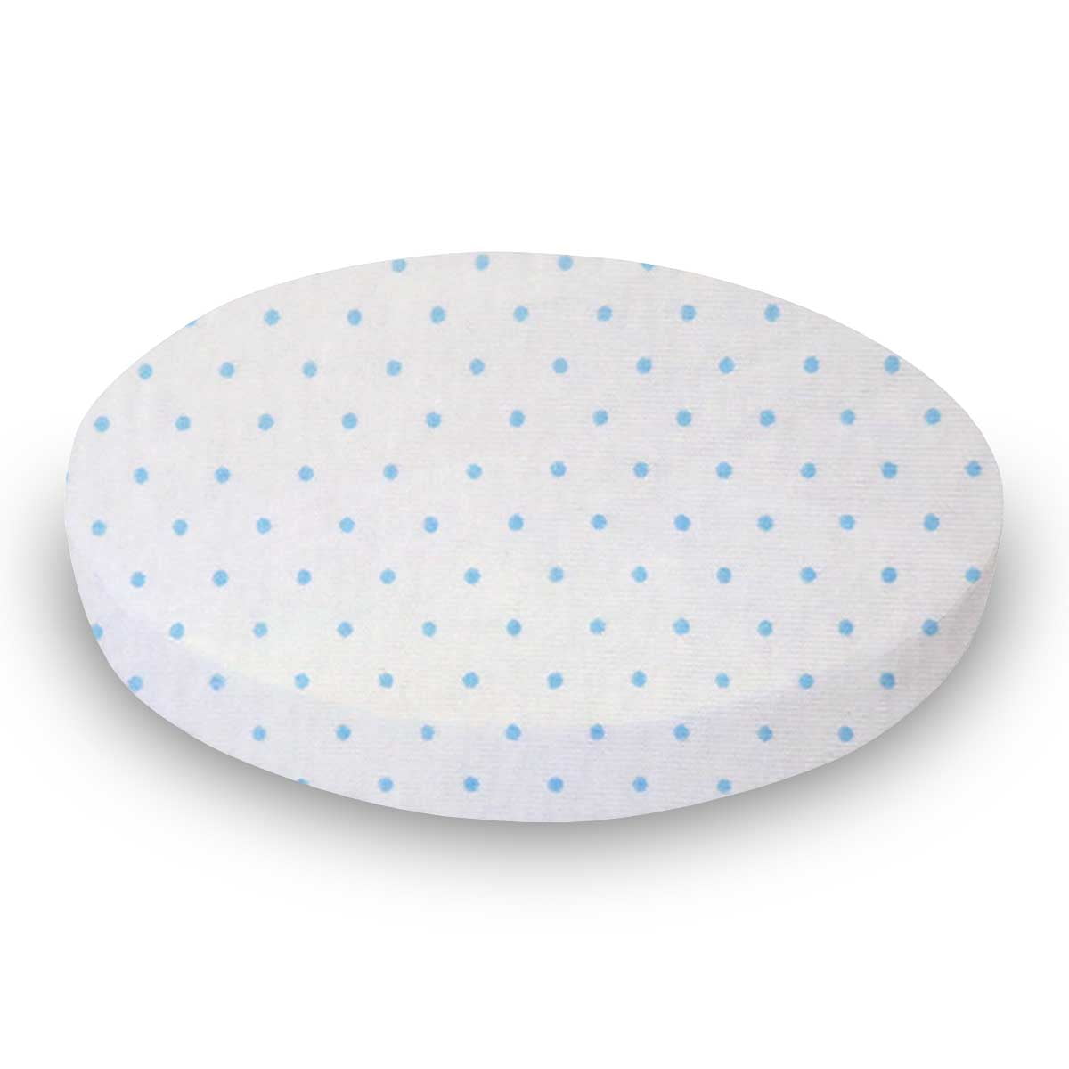 SheetWorld Fitted 100% Cotton Jersey Oval Crib Sheet, Fits Stokke Sleepi 26 x 47, Blue Pindot