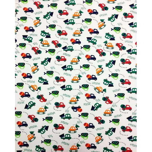 SheetWorld Fitted 100% Cotton Jersey Oval Crib Sheet, Fits Stokke Sleepi 26 x 47, Construction Cars