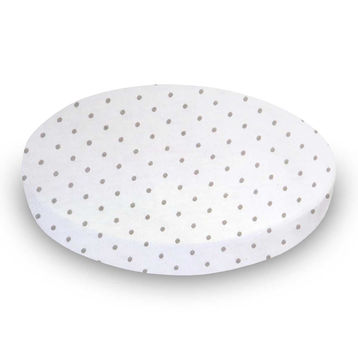 SheetWorld Fitted 100% Cotton Jersey Oval Crib Sheet, Fits Stokke Sleepi 26 x 47, Grey Pindot