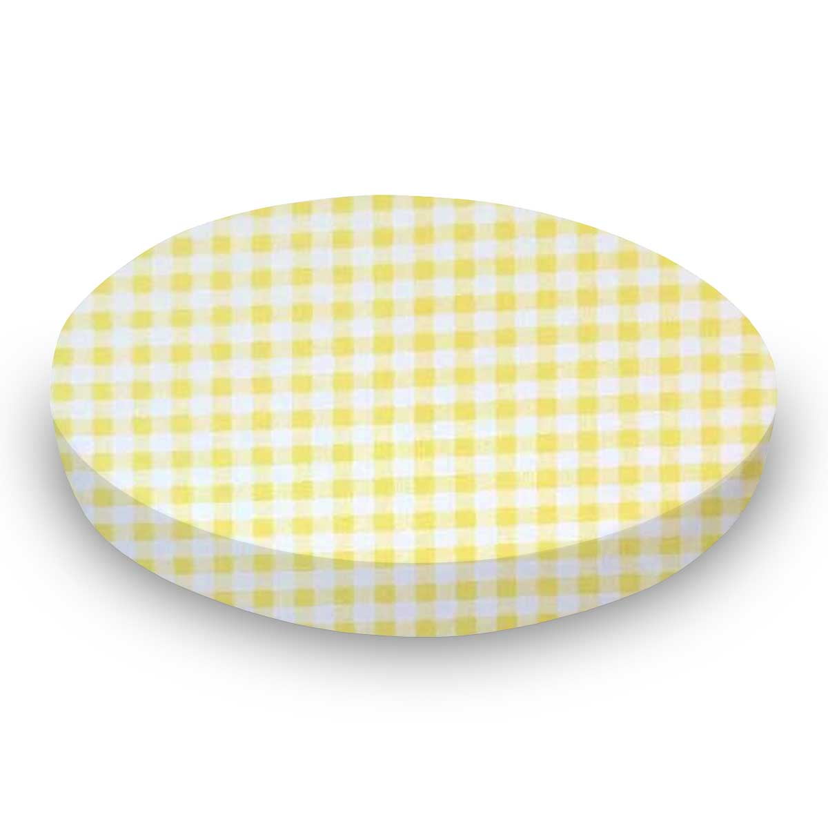 SheetWorld Fitted 100% Cotton Jersey Oval Crib Sheet, Fits Stokke Sleepi 26 x 47, Yellow Gingham Jersey