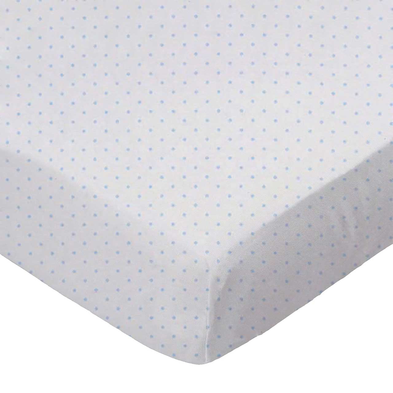 SheetWorld Fitted 100% Cotton Jersey Pack N Play Sheet 29 x 42, Blue Pindot