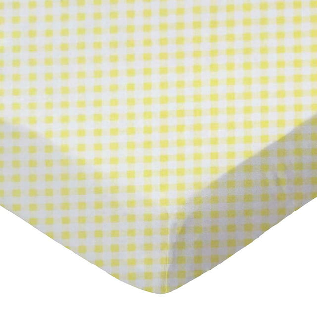 SheetWorld Fitted 100% Cotton Jersey Pack N Play Sheet Fits Graco Square Play Yard 36 x 36, Yellow Gingham Jersey