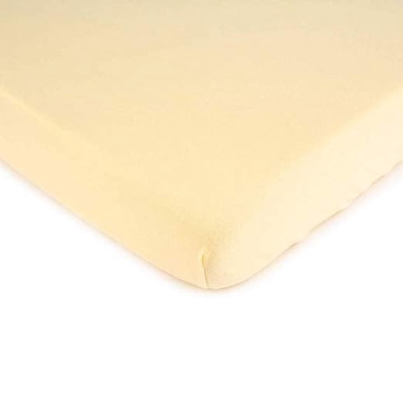 SheetWorld Fitted 100% Cotton Jersey Portable Mini Crib Sheet 24 x 38, Soft Yellow
