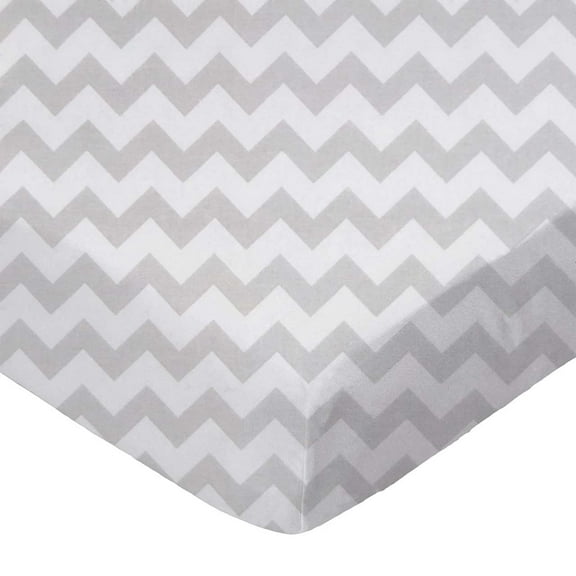 SheetWorld Fitted 100% Cotton Percale Cradle Sheet 18 x 36, Grey Chevron Zigzag