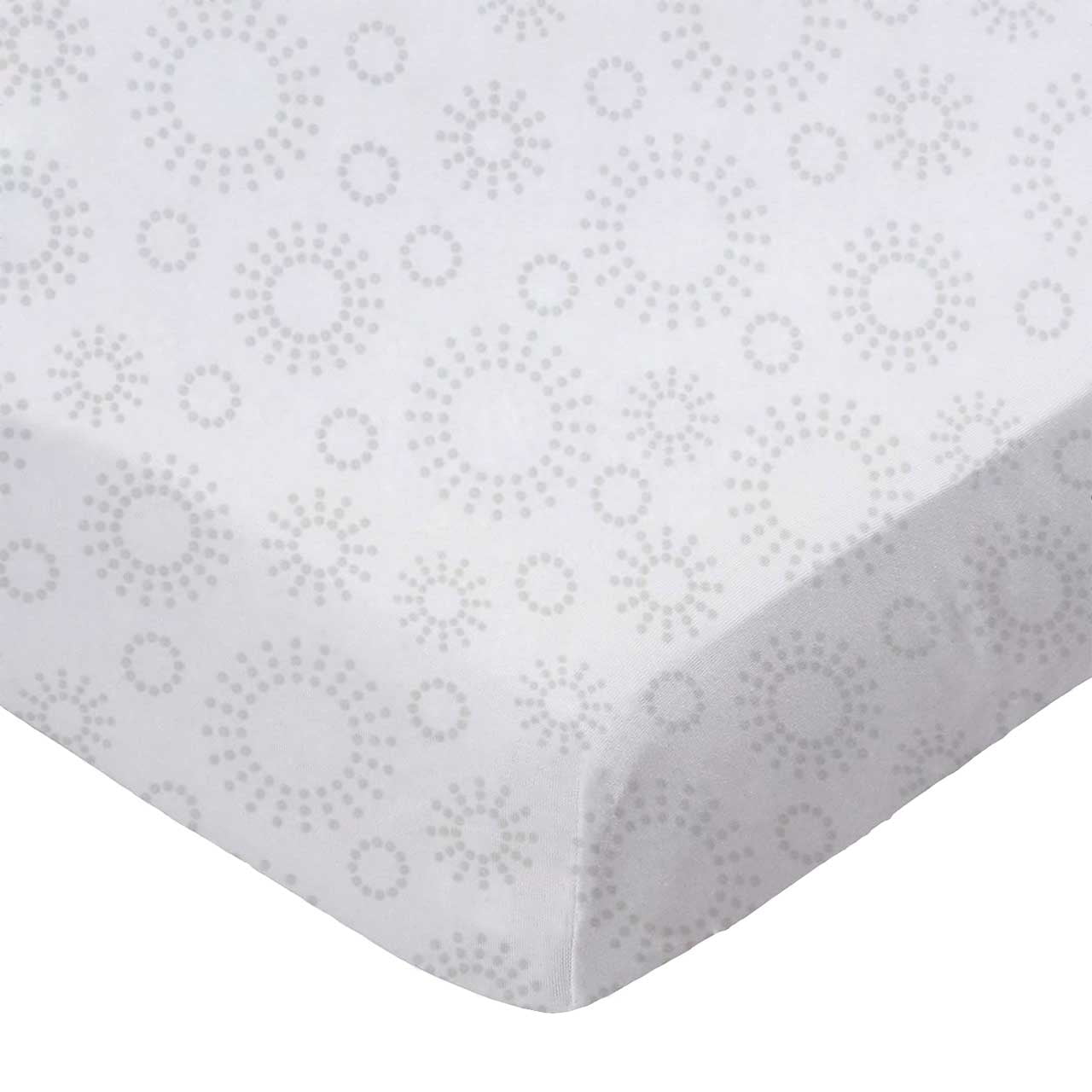 SheetWorld Fitted 100% Cotton Percale Cradle Sheet 18 x 36, Grey Dot Circles