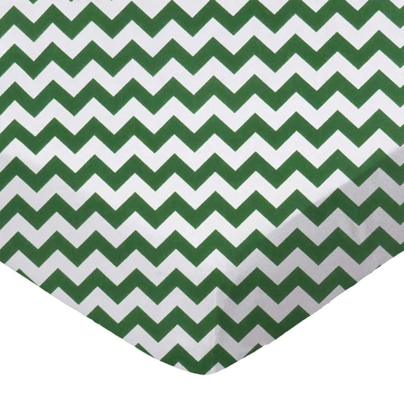 SheetWorld Fitted 100% Cotton Percale Cradle Sheet 18 x 36, Hunter Green Chevron Zigzag