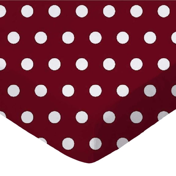 SheetWorld Fitted 100% Cotton Percale Cradle Sheet 18 x 36, Polka Dots Burgundy