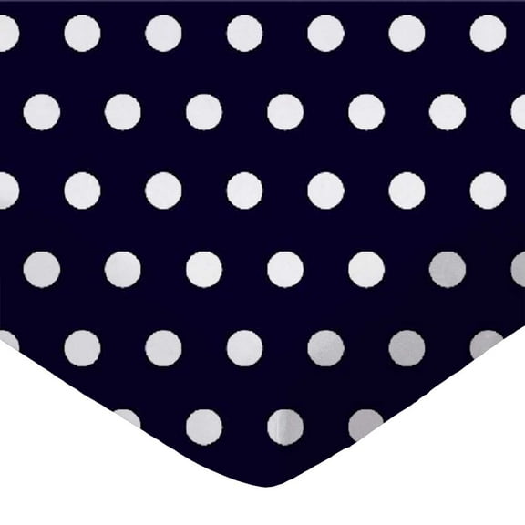 SheetWorld Fitted 100% Cotton Percale Cradle Sheet 18 x 36, Polka Dots Navy
