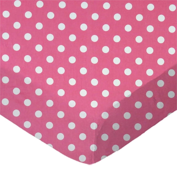 SheetWorld Fitted 100% Cotton Percale Cradle Sheet 18 x 36, Polka Dots Pink