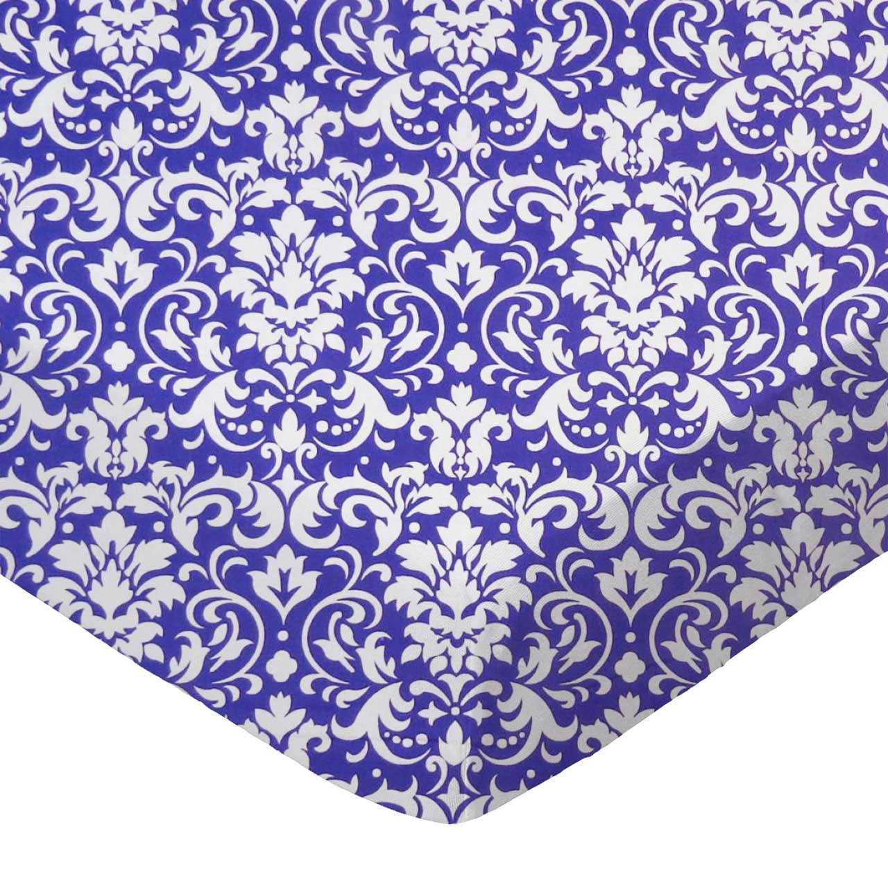 SheetWorld Fitted 100% Cotton Percale Cradle Sheet 18 x 36, Purple Damask