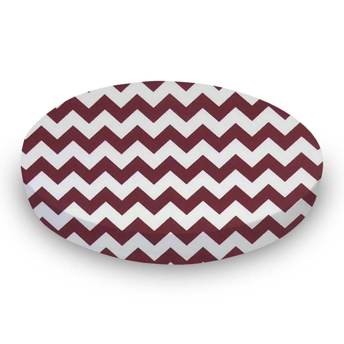 SheetWorld Fitted 100% Cotton Percale Oval Crib Sheet, Fits Stokke Sleepi 26 x 47, Burgundy Chevron Zigzag