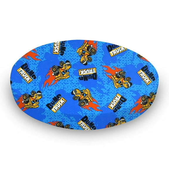SheetWorld Fitted 100% Cotton Percale Oval Crib Sheet, Fits Stokke Sleepi 26 x 47, Dump Trucks