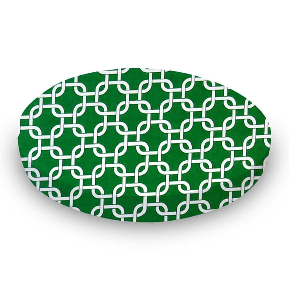 SheetWorld Fitted 100% Cotton Percale Oval Crib Sheet, Fits Stokke Sleepi 26 x 47, Green Links