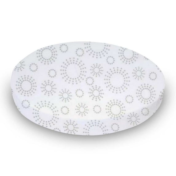 SheetWorld Fitted 100% Cotton Percale Oval Crib Sheet, Fits Stokke Sleepi 26 x 47, Grey Dot Circles