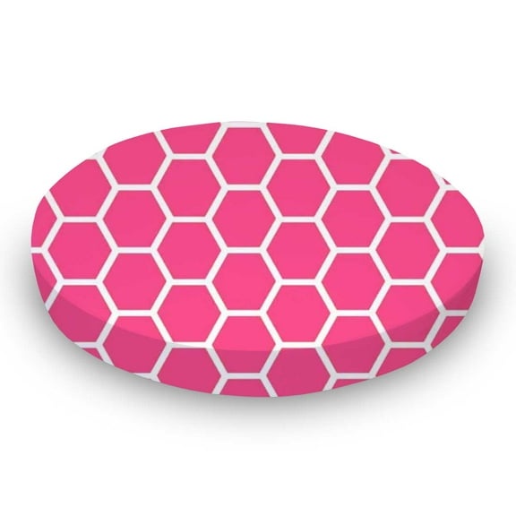 SheetWorld Fitted 100% Cotton Percale Oval Crib Sheet, Fits Stokke Sleepi 26 x 47, Hot Pink Honeycomb