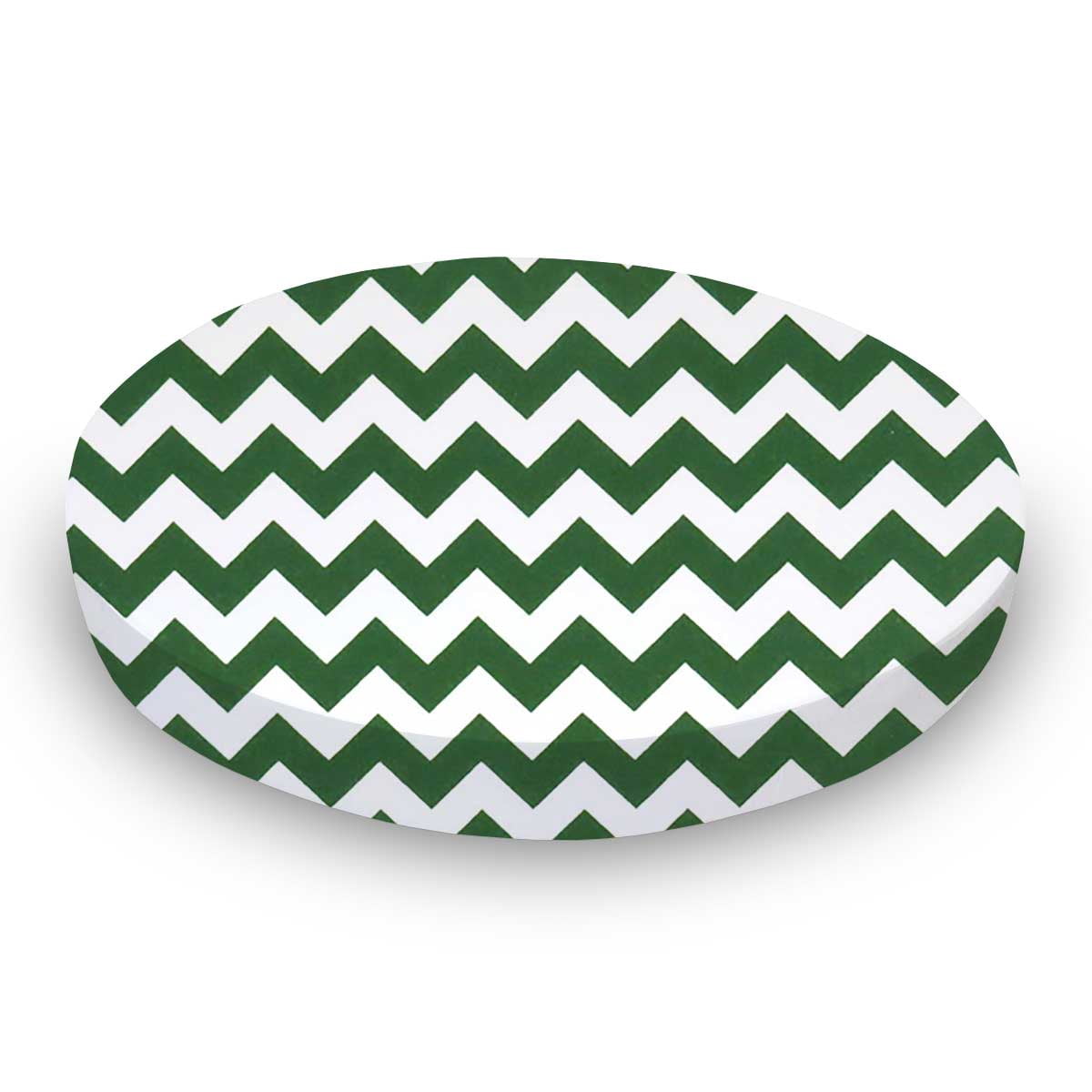 SheetWorld Fitted 100% Cotton Percale Oval Crib Sheet, Fits Stokke Sleepi 26 x 47, Hunter Green Chevron Zigzag
