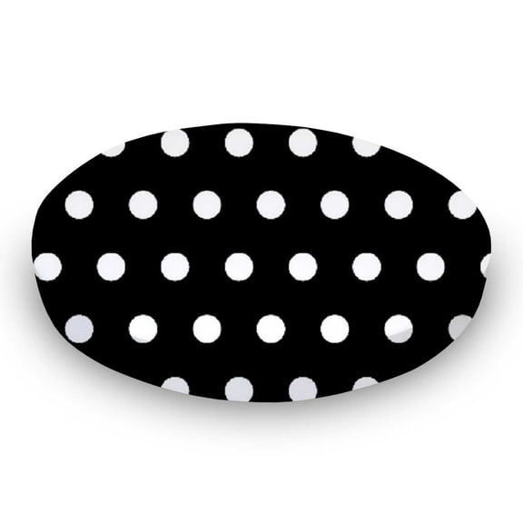 SheetWorld Fitted 100% Cotton Percale Oval Crib Sheet, Fits Stokke Sleepi 26 x 47, Polka Dots Black