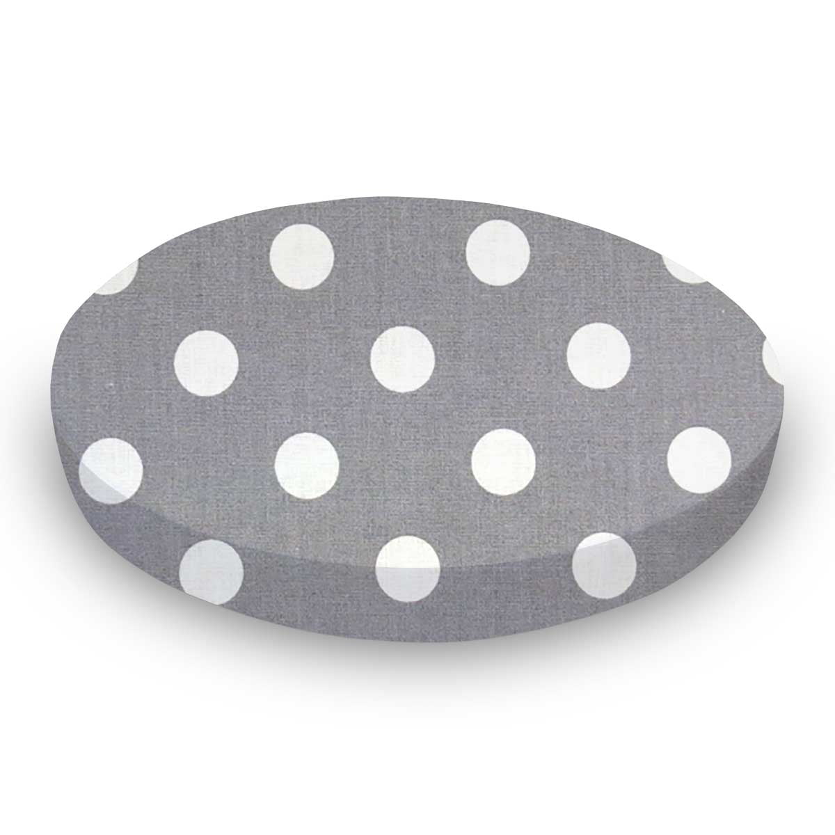 SheetWorld Fitted 100% Cotton Percale Oval Crib Sheet, Fits Stokke Sleepi 26 x 47, Polka Dots Grey