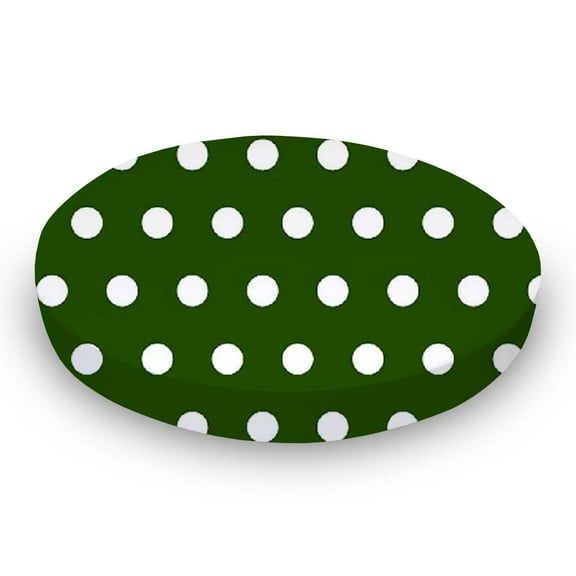 SheetWorld Fitted 100% Cotton Percale Oval Crib Sheet, Fits Stokke Sleepi 26 x 47, Polka Dots Hunter Green