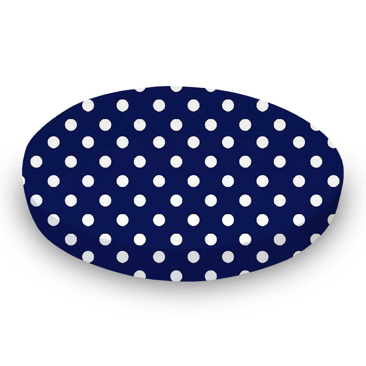 SheetWorld Fitted 100% Cotton Percale Oval Crib Sheet, Fits Stokke Sleepi 26 x 47, Polka Dots Navy