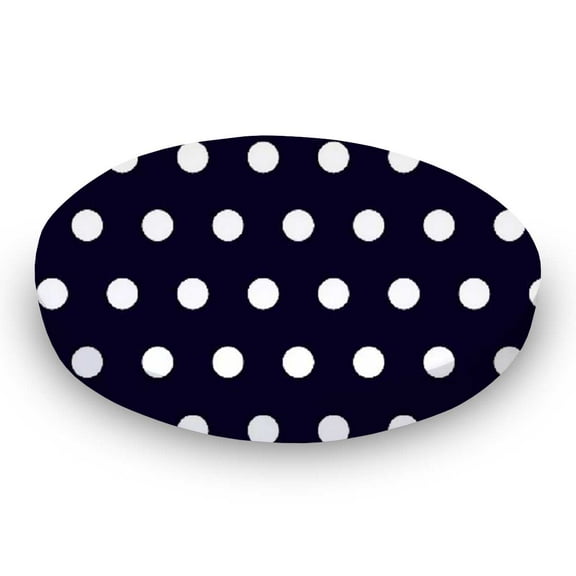 SheetWorld Fitted 100% Cotton Percale Oval Crib Sheet, Fits Stokke Sleepi 26 x 47, Polka Dots Navy