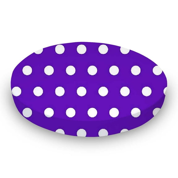 SheetWorld Fitted 100% Cotton Percale Oval Crib Sheet, Fits Stokke Sleepi 26 x 47, Polka Dots Purple