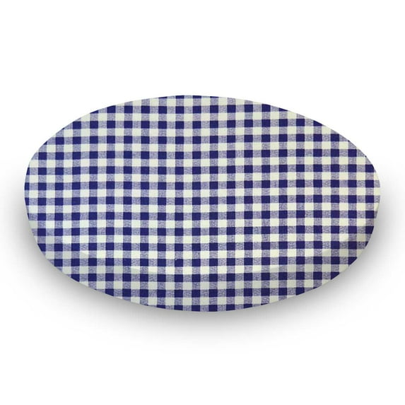 SheetWorld Fitted 100% Cotton Percale Oval Crib Sheet, Fits Stokke Sleepi 26 x 47, Purple Gingham Check