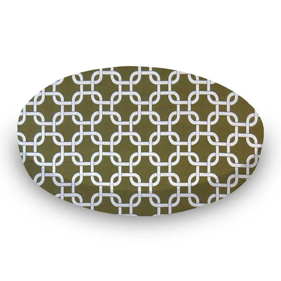 SheetWorld Fitted 100% Cotton Percale Oval Crib Sheet, Fits Stokke Sleepi 26 x 47, Sage Links