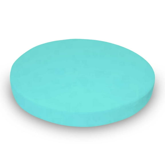SheetWorld Fitted 100% Cotton Percale Oval Crib Sheet, Fits Stokke Sleepi 26 x 47, Solid Aqua Woven