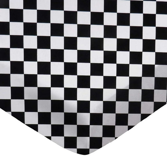 SheetWorld Fitted 100% Cotton Percale Pack N Play Sheet 29 x 42, Black White Checkerboard