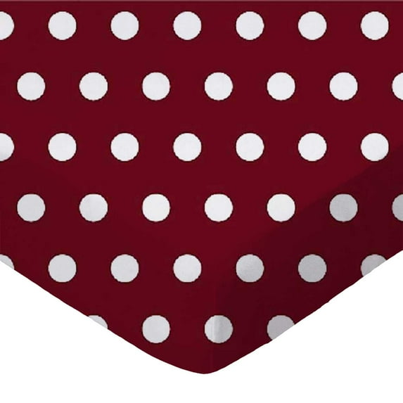 SheetWorld Fitted 100% Cotton Percale Pack N Play Sheet 29 x 42, Polka Dots Burgundy
