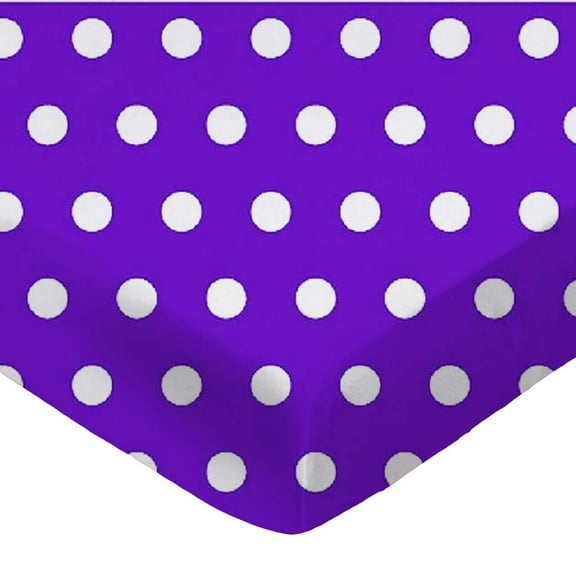 SheetWorld Fitted 100% Cotton Percale Pack N Play Sheet 29 x 42, Polka Dots Purple