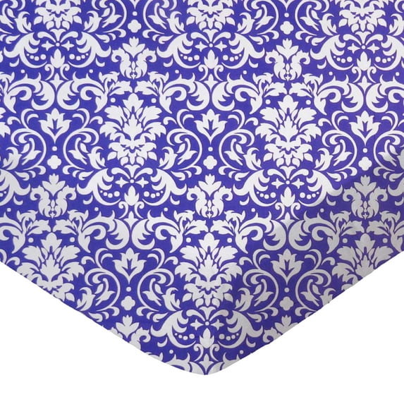 SheetWorld Fitted 100% Cotton Percale Pack N Play Sheet Fits Graco 27 x 39, Purple Damask