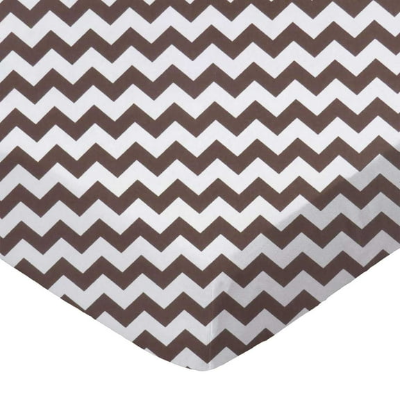 SheetWorld Fitted 100% Cotton Percale Pack N Play Sheet Fits Graco Square Play Yard 36 x 36, Brown Chevron Zigzag