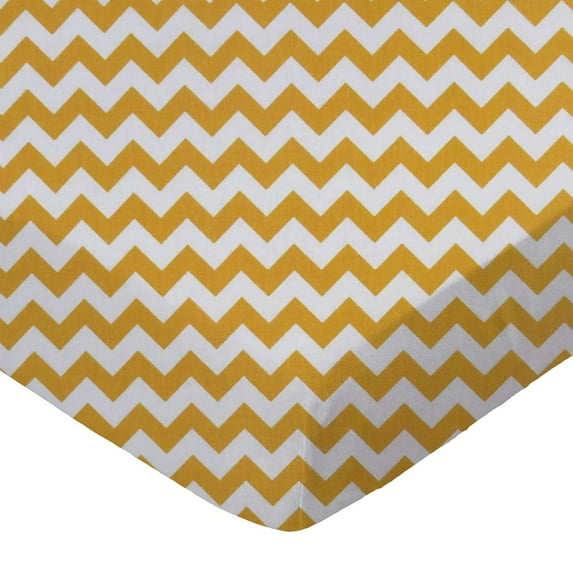 SheetWorld Fitted 100% Cotton Percale Pack N Play Sheet Fits Graco Square Play Yard 36 x 36, Gold Chevron