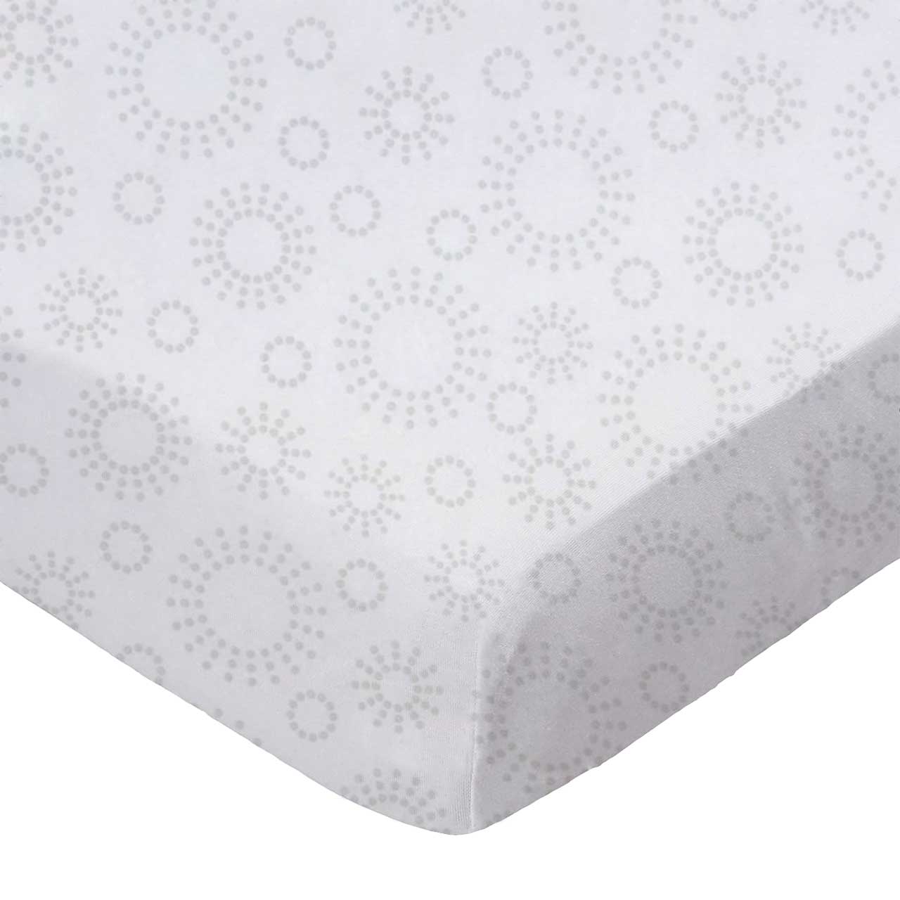 SheetWorld Fitted 100% Cotton Percale Pack N Play Sheet Fits Graco Square Play Yard 36 x 36, Grey Dot Circles - image 1 of 7