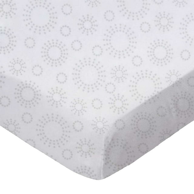 SheetWorld Fitted 100% Cotton Percale Pack N Play Sheet Fits Graco Square Play Yard 36 x 36, Grey Dot Circles