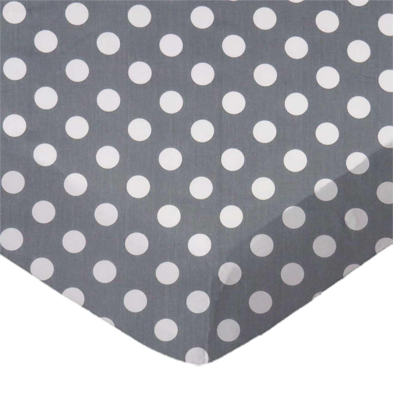 SheetWorld Fitted 100% Cotton Percale Pack N Play Sheet Fits Graco Square Play Yard 36 x 36, Polka Dots Grey