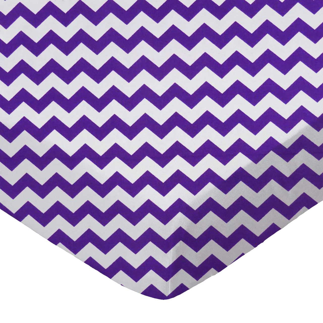 SheetWorld Fitted 100% Cotton Percale Pack N Play Sheet Fits Graco Square Play Yard 36 x 36, Purple Chevron Zigzag