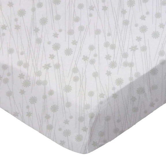 SheetWorld Fitted 100% Cotton Percale Portable Mini Crib Sheet 24 x 38, Grey Floral Stems