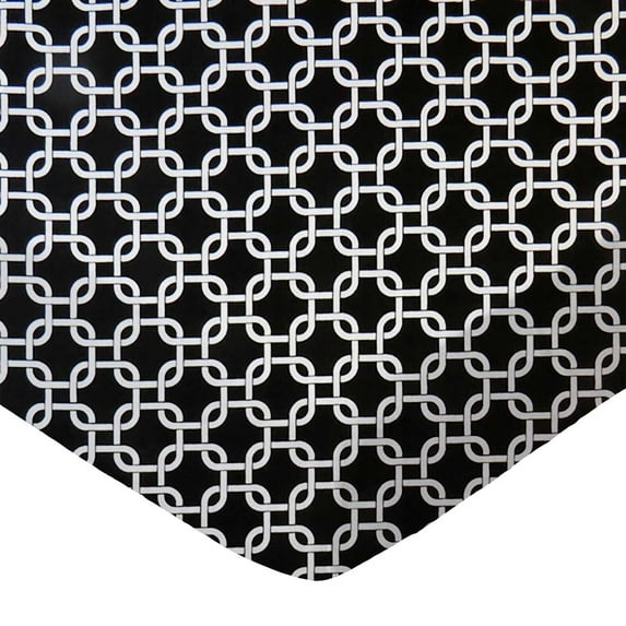 SheetWorld Fitted 100% Cotton Percale Square Play Yard Sheet Fits Joovy 38 x 38, Black Links