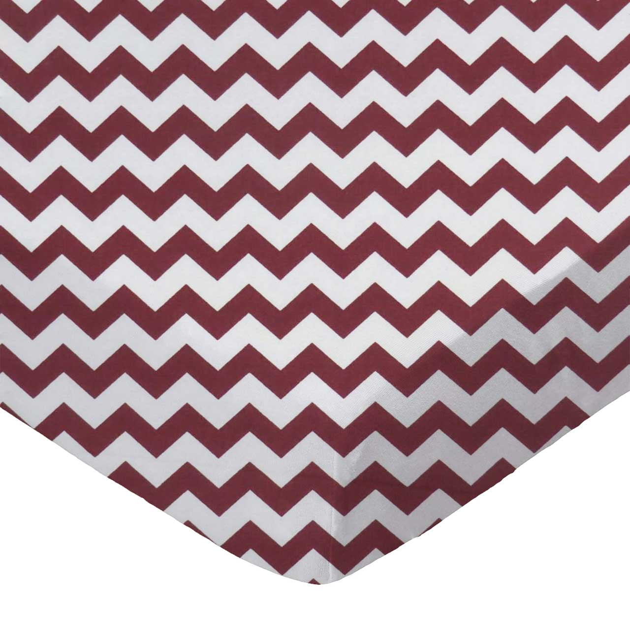 SheetWorld Fitted 100% Cotton Percale Square Play Yard Sheet Fits Joovy 38 x 38, Burgundy Chevron Zigzag