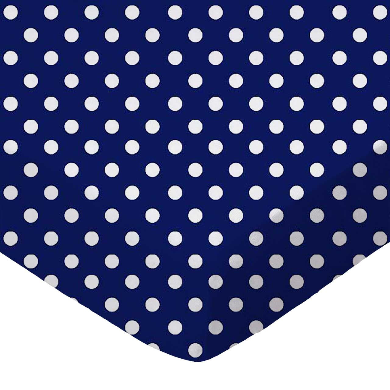 SheetWorld Fitted 100% Cotton Percale Square Play Yard Sheet Fits Joovy 38 x 38, Primary Polka Dots Navy Woven