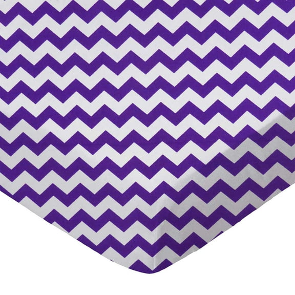 SheetWorld Fitted 100% Cotton Percale Square Play Yard Sheet Fits Joovy 38 x 38, Purple Chevron Zigzag