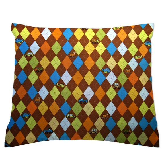 SheetWorld Twin Pillow Case, 100% Cotton Woven 20 x 26, Argyle Brown Transport