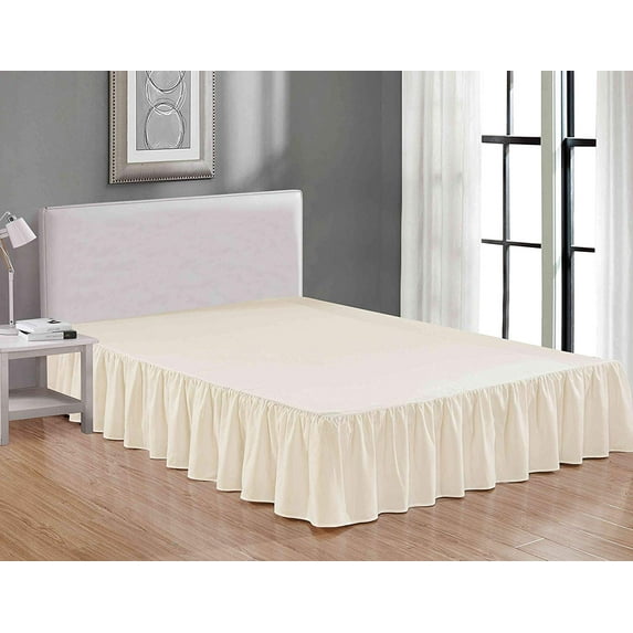 Sheets & Beyond Solid Microfiber 14" Bed Skirt, Full, Beige