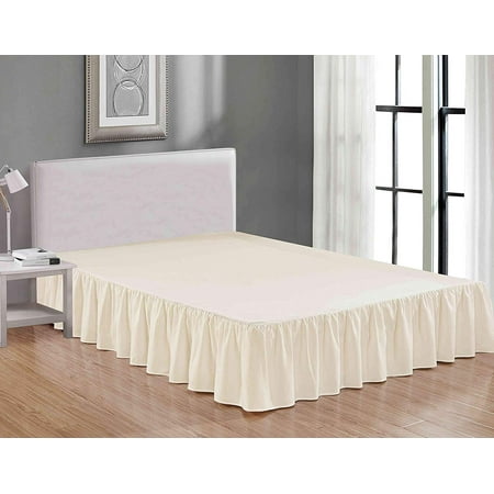 Sheets & Beyond Solid Microfiber 14" Bed Skirt, Queen, Beige