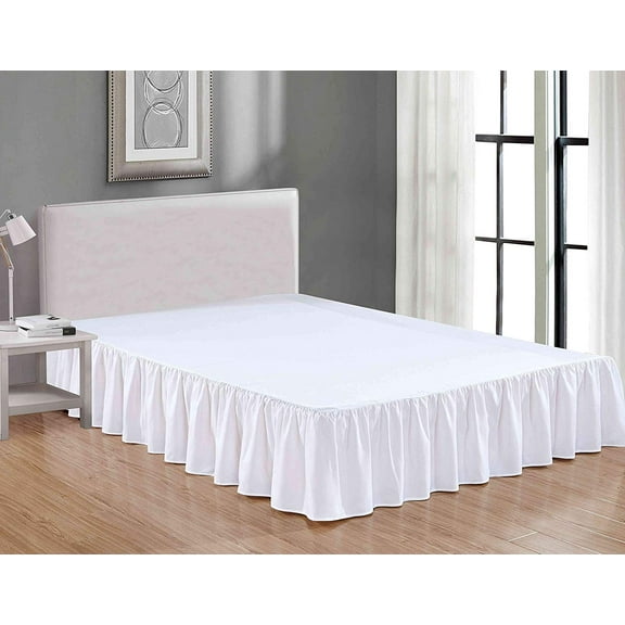 Sheets & Beyond Solid Microfiber 14" Bed Skirt, Queen, White