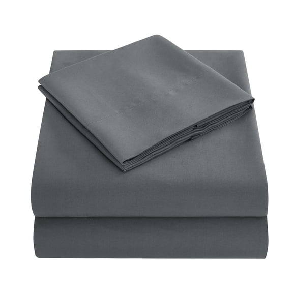 Sheets Four Piece Microfiber Bed Sheet Solid Color，Cool & Breathable Bed Sheets Queen，Gray